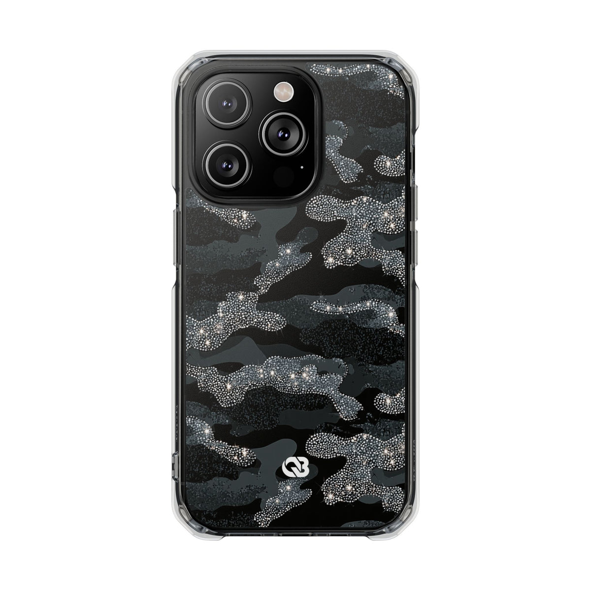 Glitter Shadow Camo · Clear Impact Magnetic Phone Case for iPhone · Black
