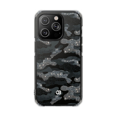 Glitter Shadow Camo · Clear Impact Magnetic Phone Case for iPhone · Black