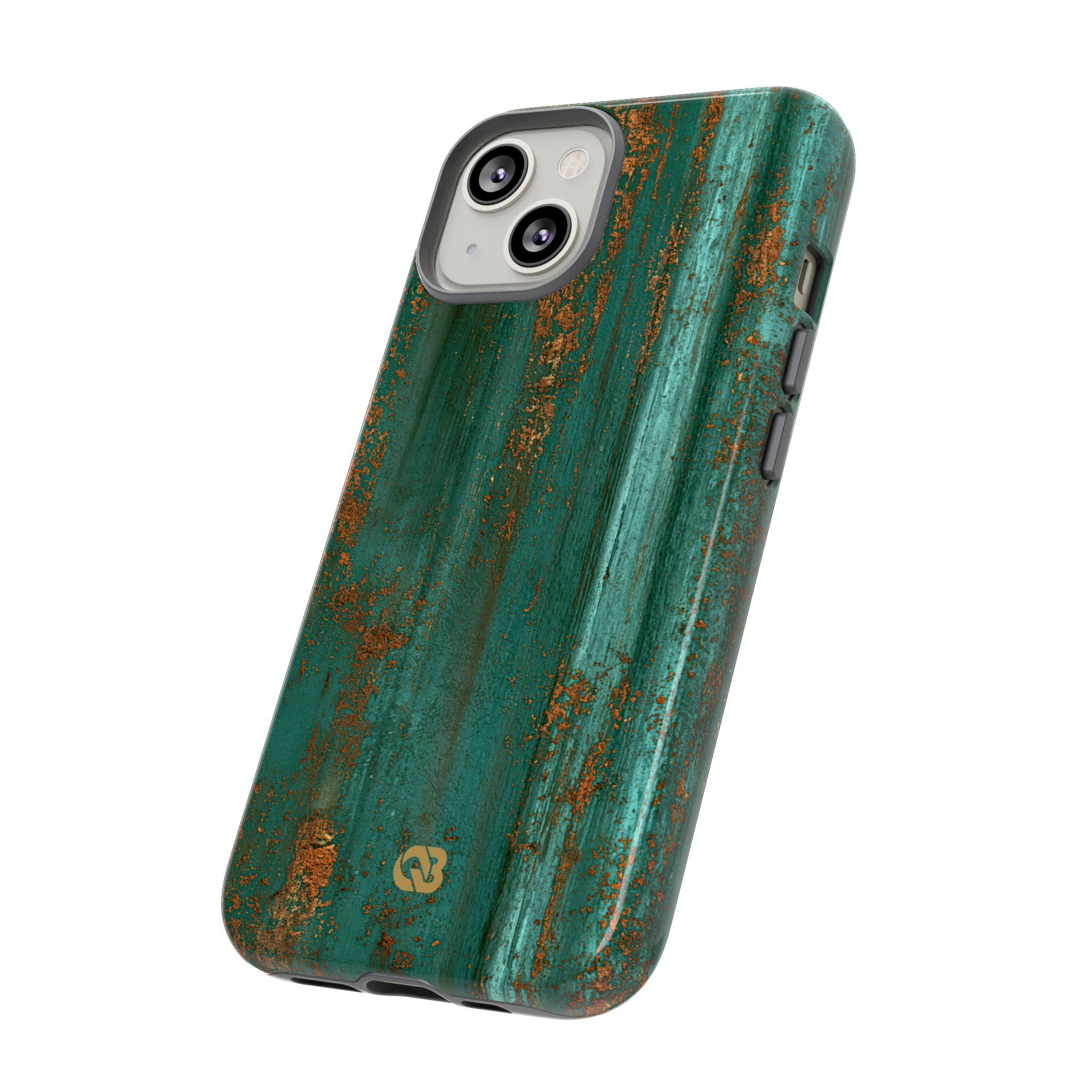 Teal Tough Phone Case for iPhone - Verdigris Copper Siding