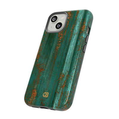 Teal Tough Phone Case for iPhone - Verdigris Copper Siding