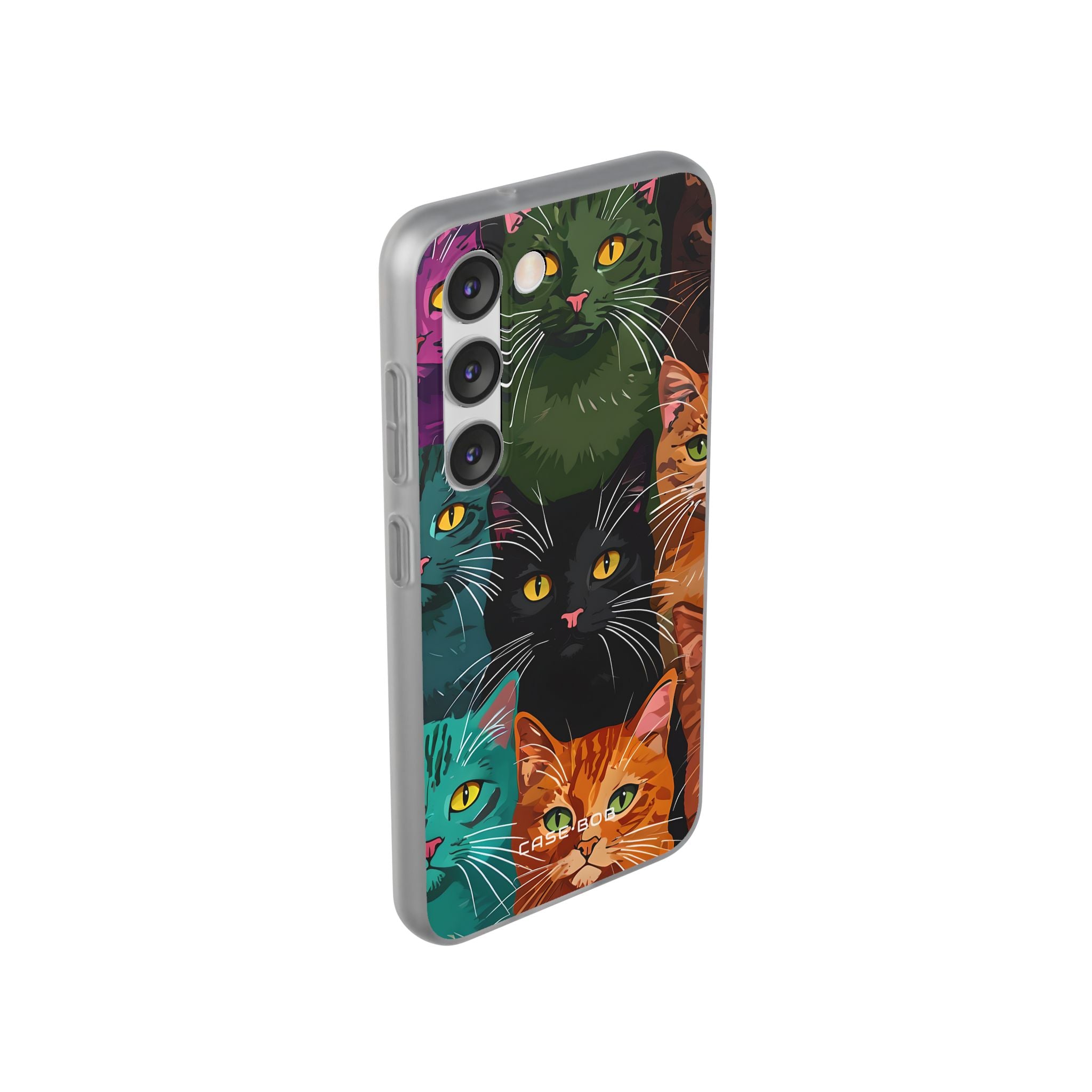 Teal Cat Grid Samsung S23 Case - Soft