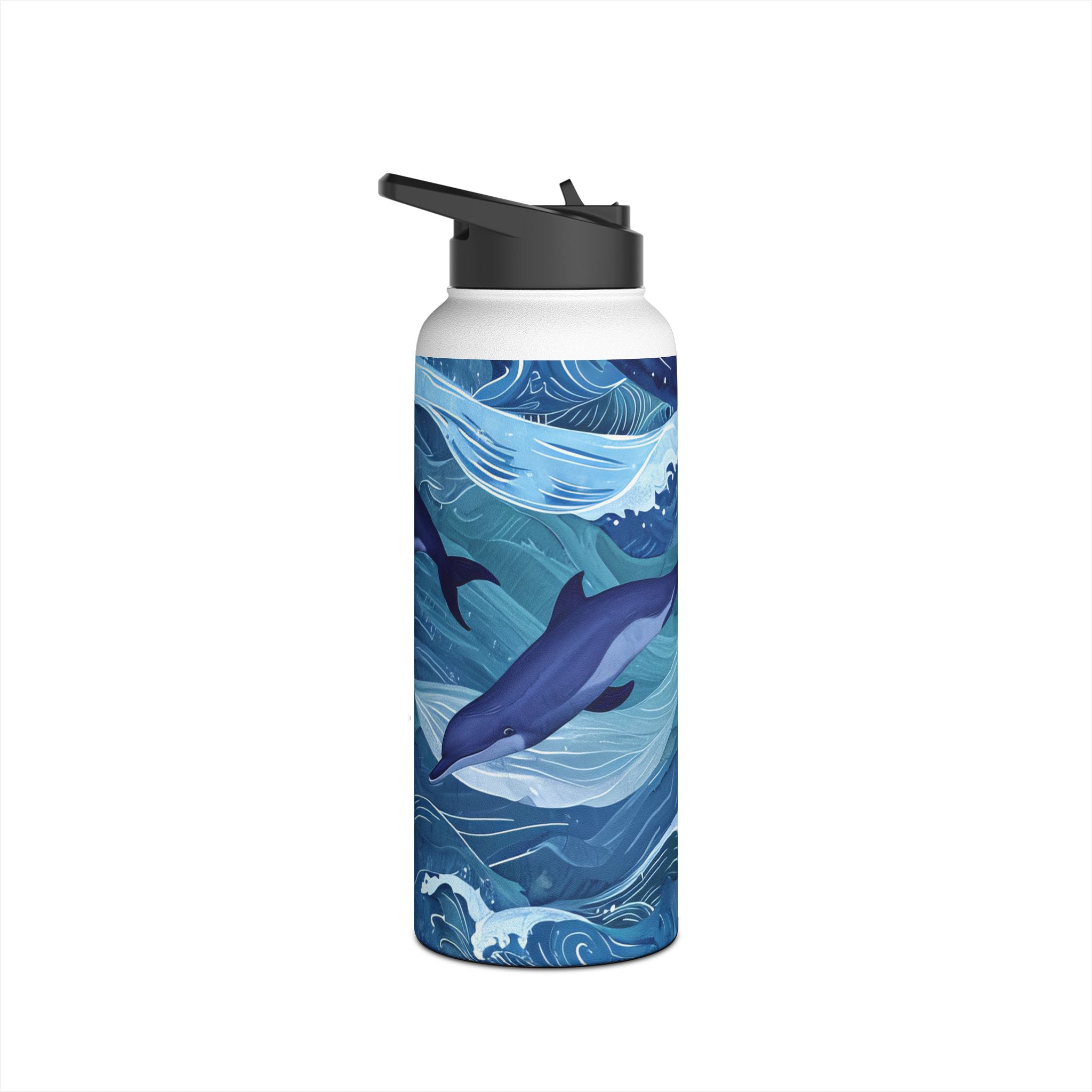 Dolphin Wave Dance - Stainless Steel Water Bottle