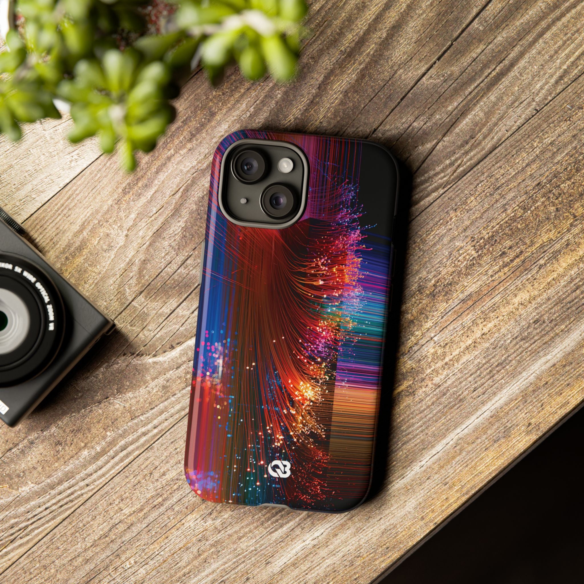 Black Tough Phone Case for iPhone - Cyber Optic Streak