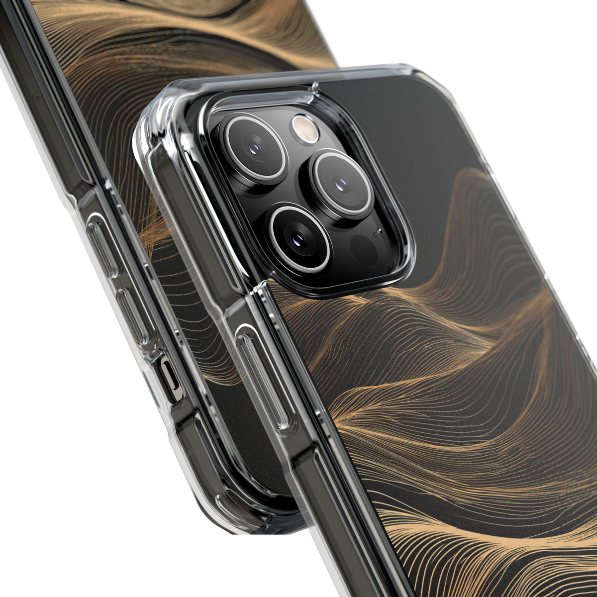 Gilded Ridge Lines · Clear Impact Magnetic Phone Case for iPhone · Black