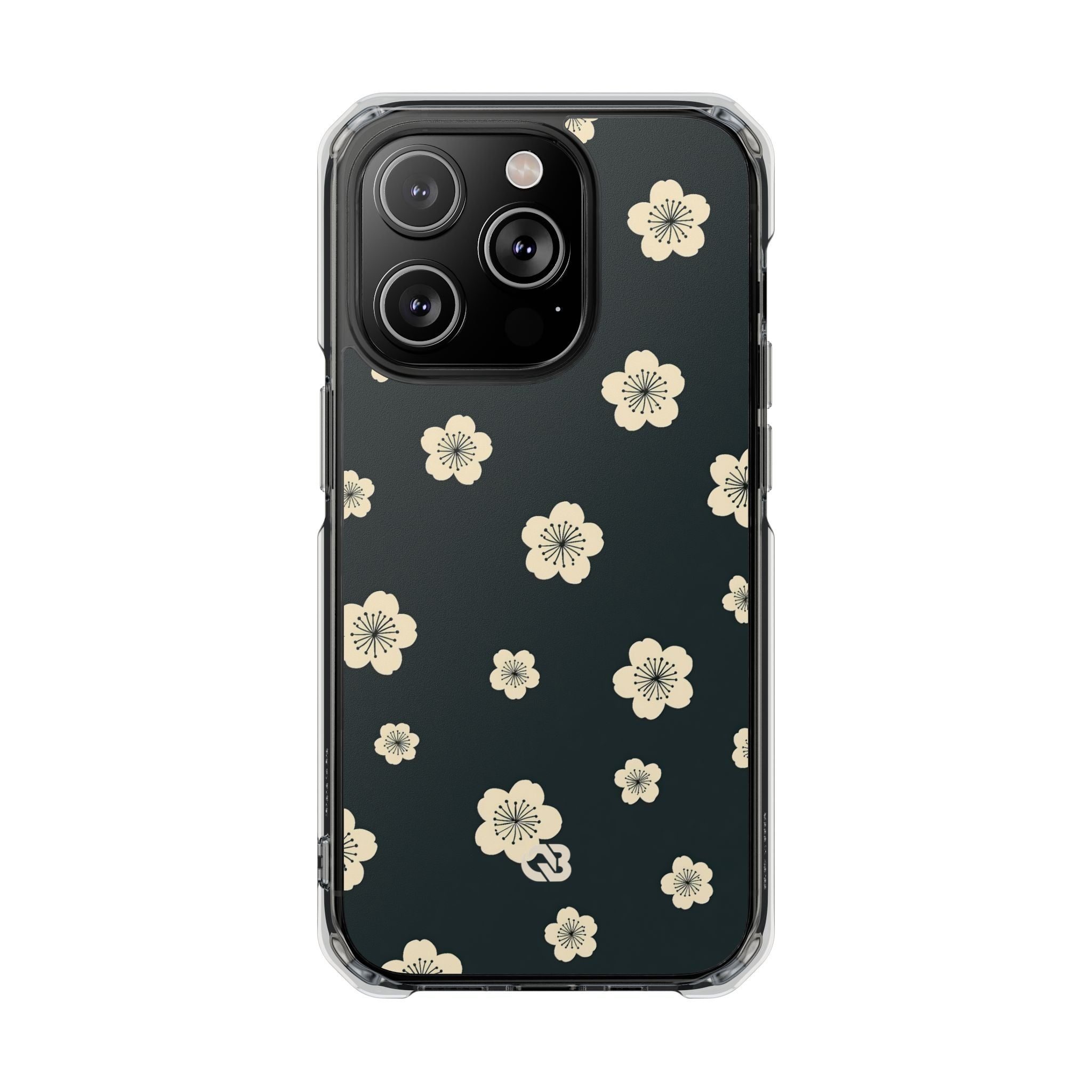 Teal Impact MagSafe Phone Case for iPhone - Obsidian Cream Petals