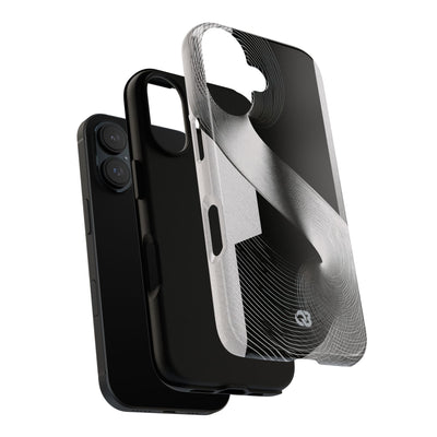 Grey Tough Phone Case for iPhone - Obsidian Moiré Wave
