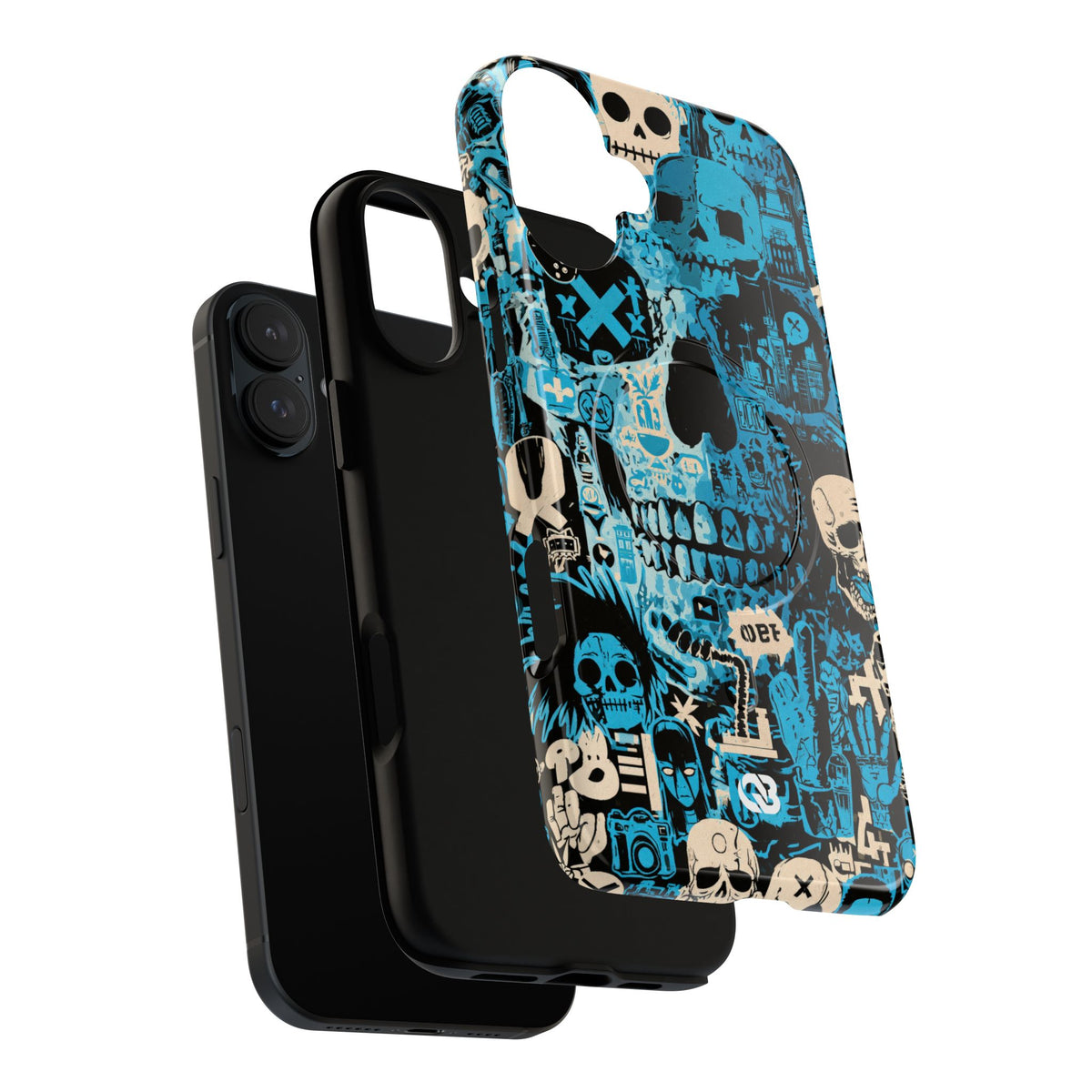 Electric Skull Graffiti · Tough 2.0 Magnetic Phone Case for iPhone · Blue