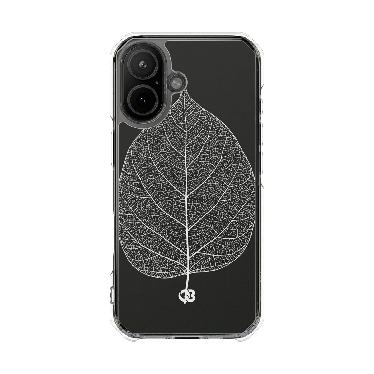 Monochrome Leaf Skeleton · Clear Impact Magnetic Phone Case for iPhone ·  Black