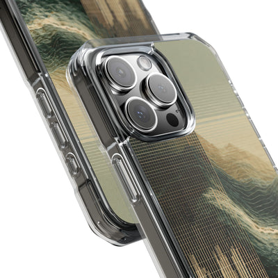 Beige Impact MagSafe Phone Case for iPhone - Veridian Data Ridge