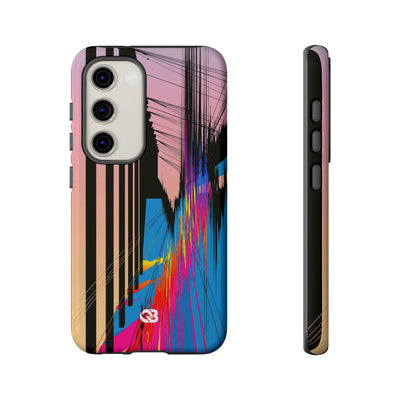 Blue Tough Phone Case for Samsung - Fractured Data Skyline