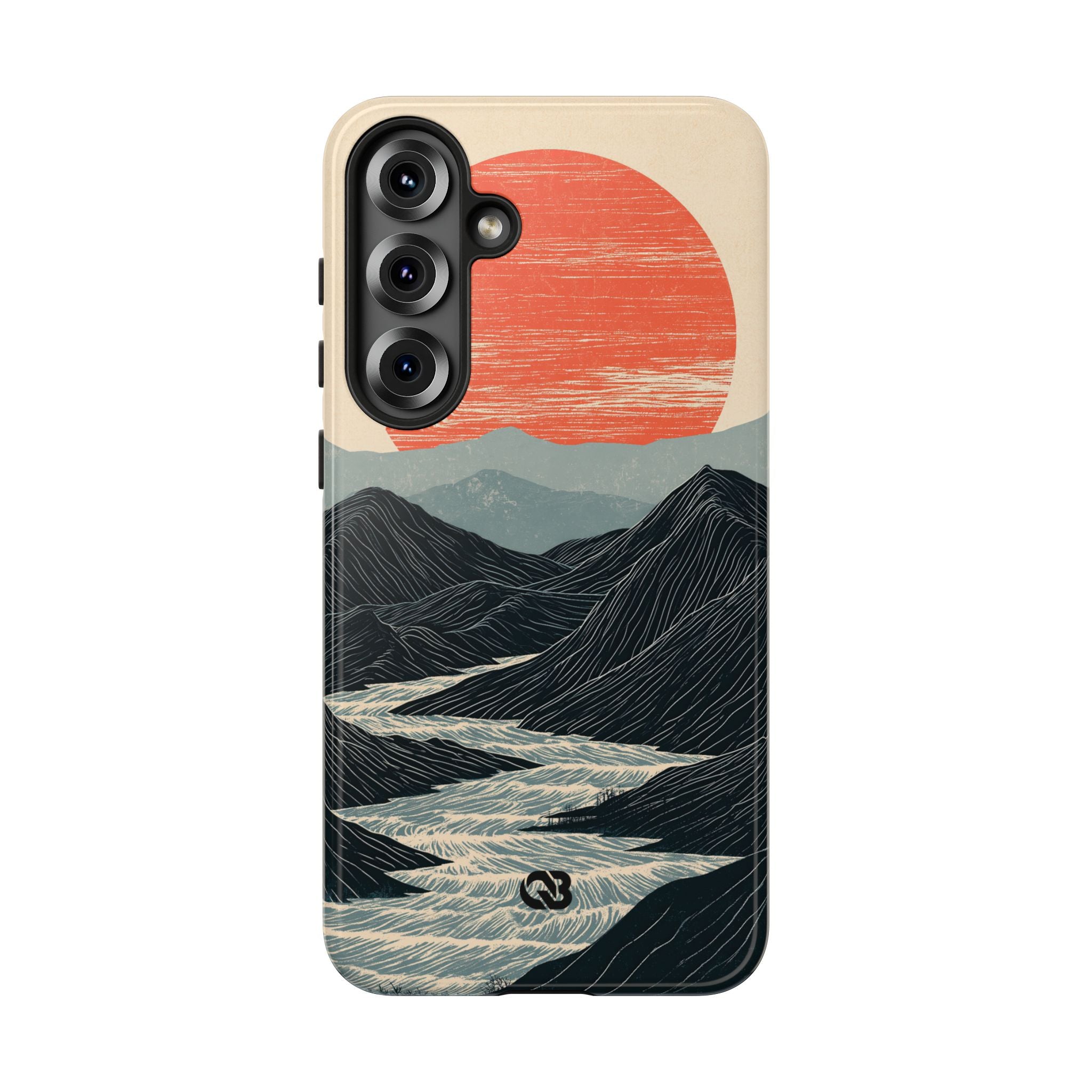 Beige Tough Phone Case for Samsung - Crimson Ridge Flow
