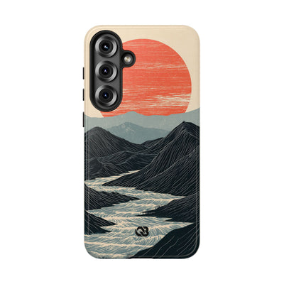Beige Tough Phone Case for Samsung - Crimson Ridge Flow