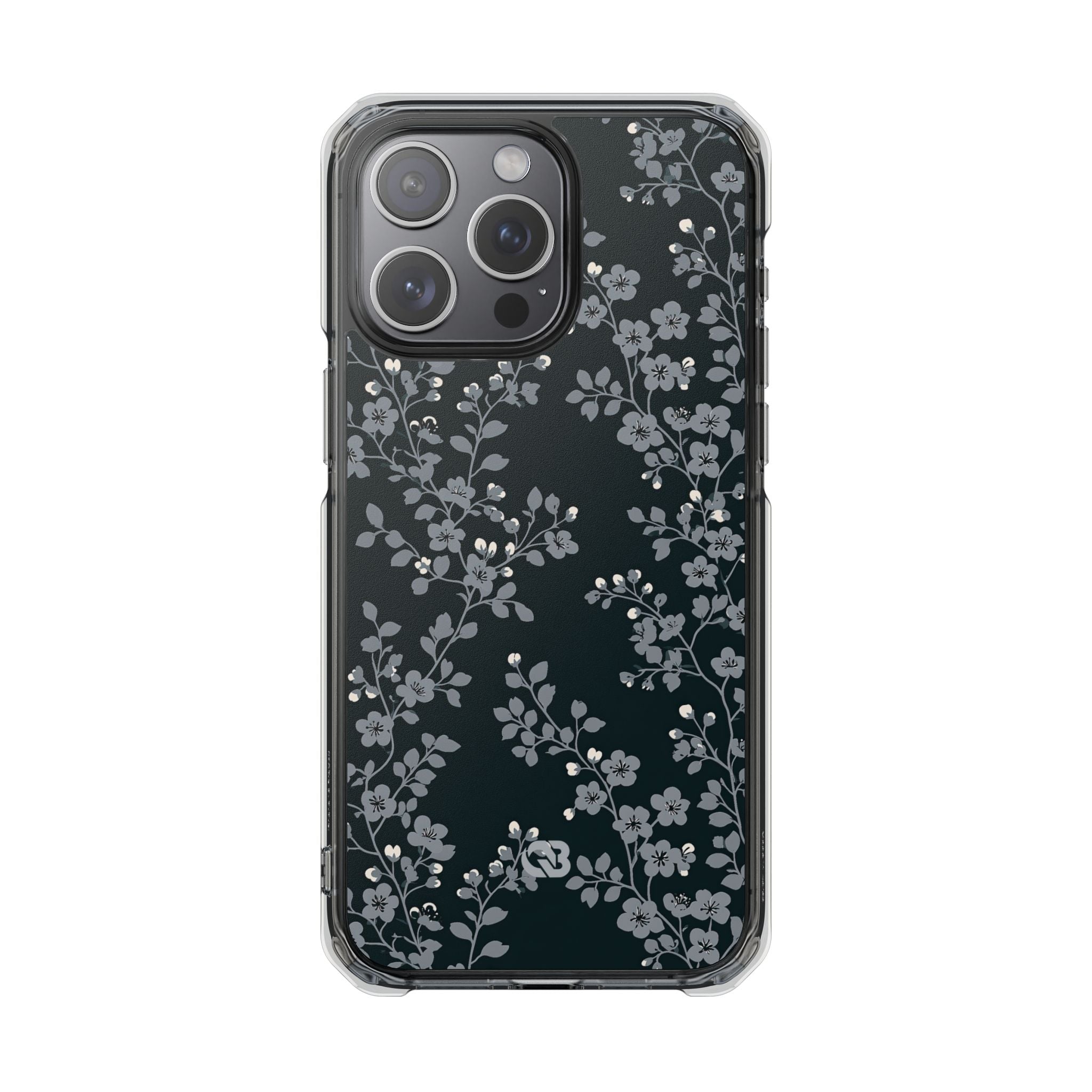 Black Impact MagSafe Phone Case for iPhone - Midnight Slate Blossom