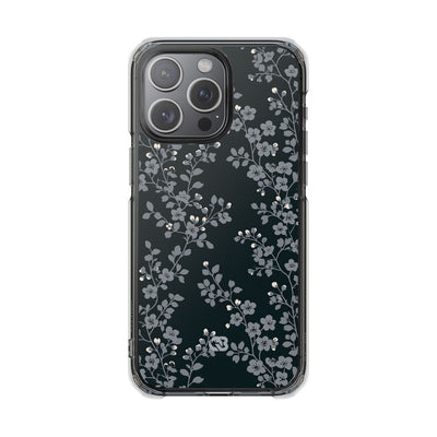 Black Impact MagSafe Phone Case for iPhone - Midnight Slate Blossom