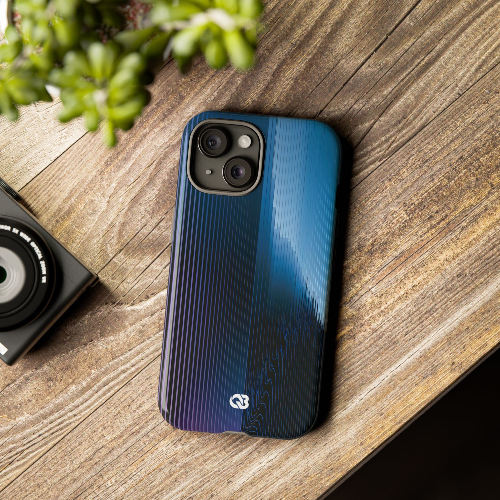 Blue Tough Phone Case for iPhone - Indigo Distortion Wave