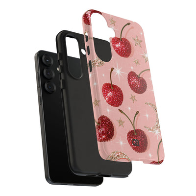 Bedazzled Ruby Cherries · Tough Phone Case for Samsung · Pink
