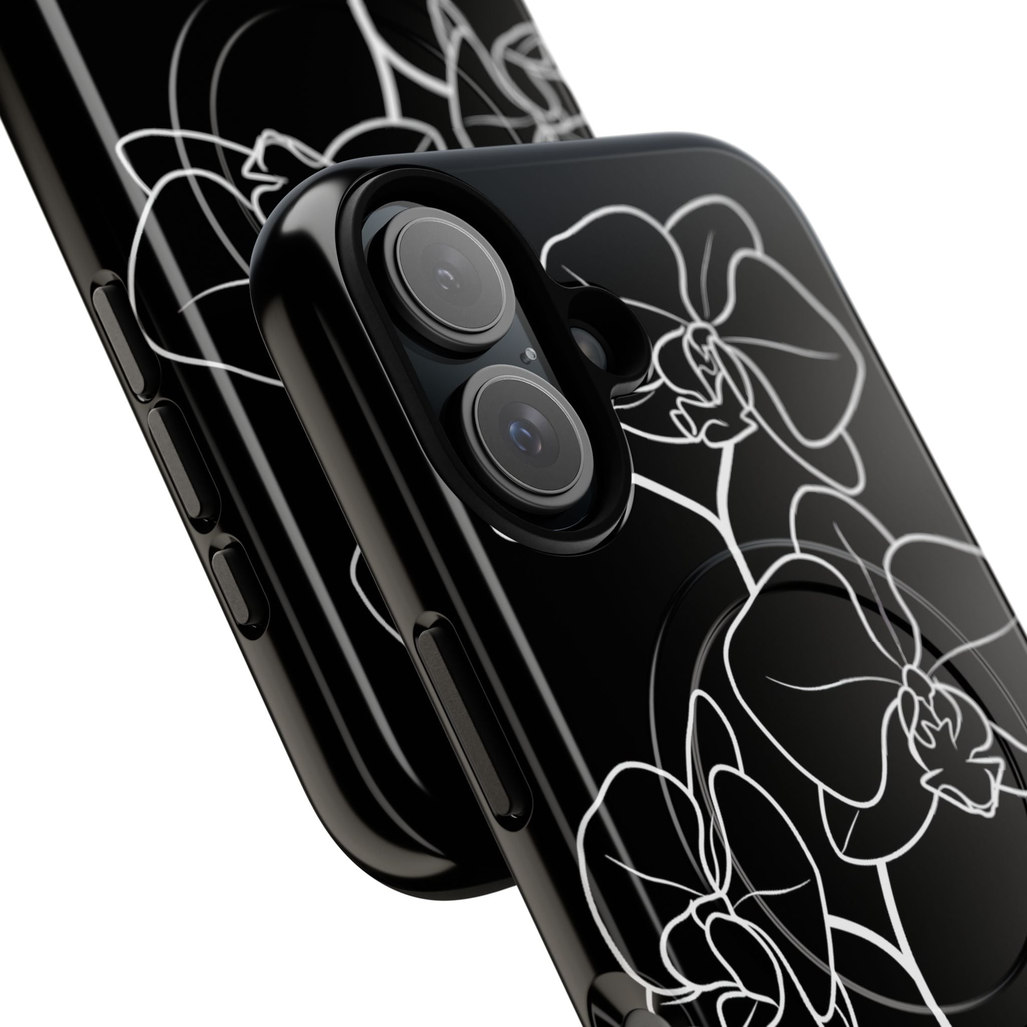 Black Tough 2.0 Magsafe Phone Case for iPhone - Noir Alabaster Orchid