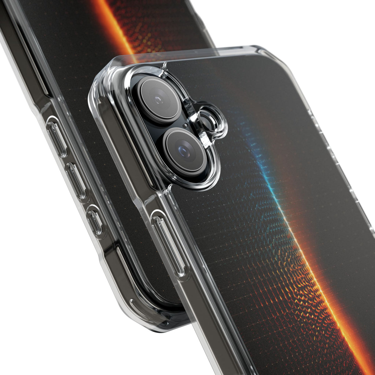 Luminous Refraction Grid · Clear Impact Magnetic Phone Case for iPhone · Black