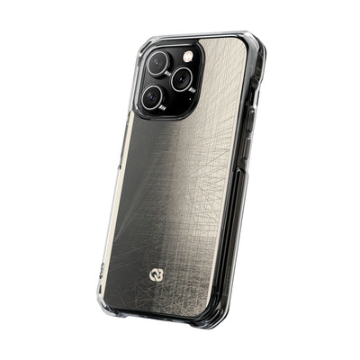 Beige Impact MagSafe Phone Case for iPhone - Brutalist Graphite Grid