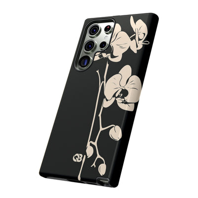 Black Tough Phone Case for Samsung - Obsidian Bone Orchid