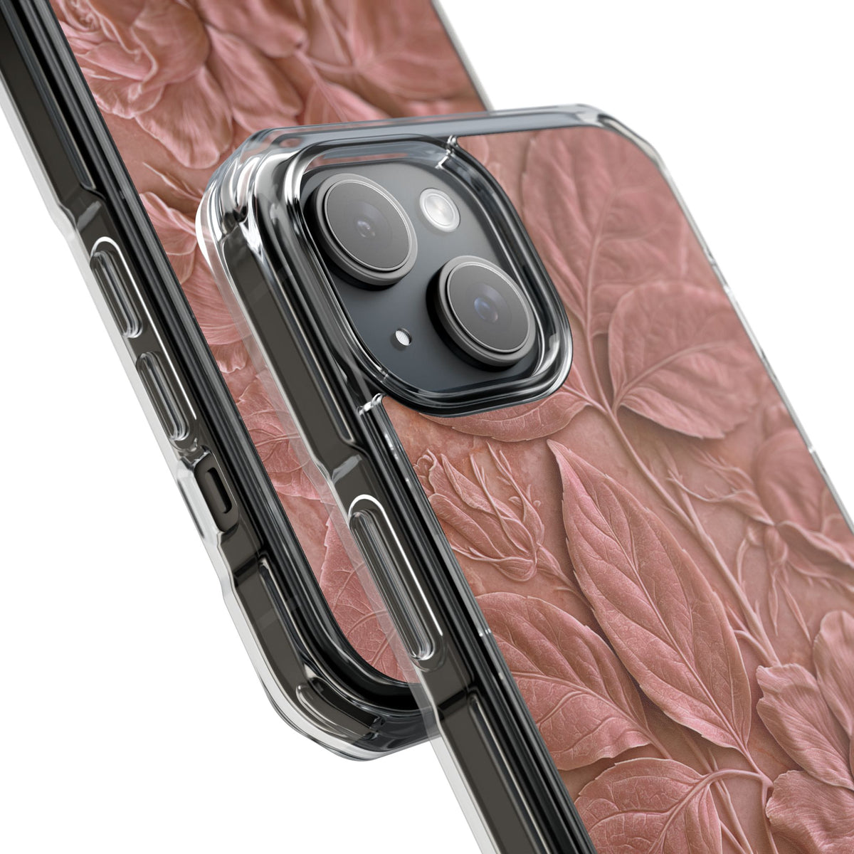Blush Rose Relief · Clear Impact Magnetic Phone Case for iPhone · Pink