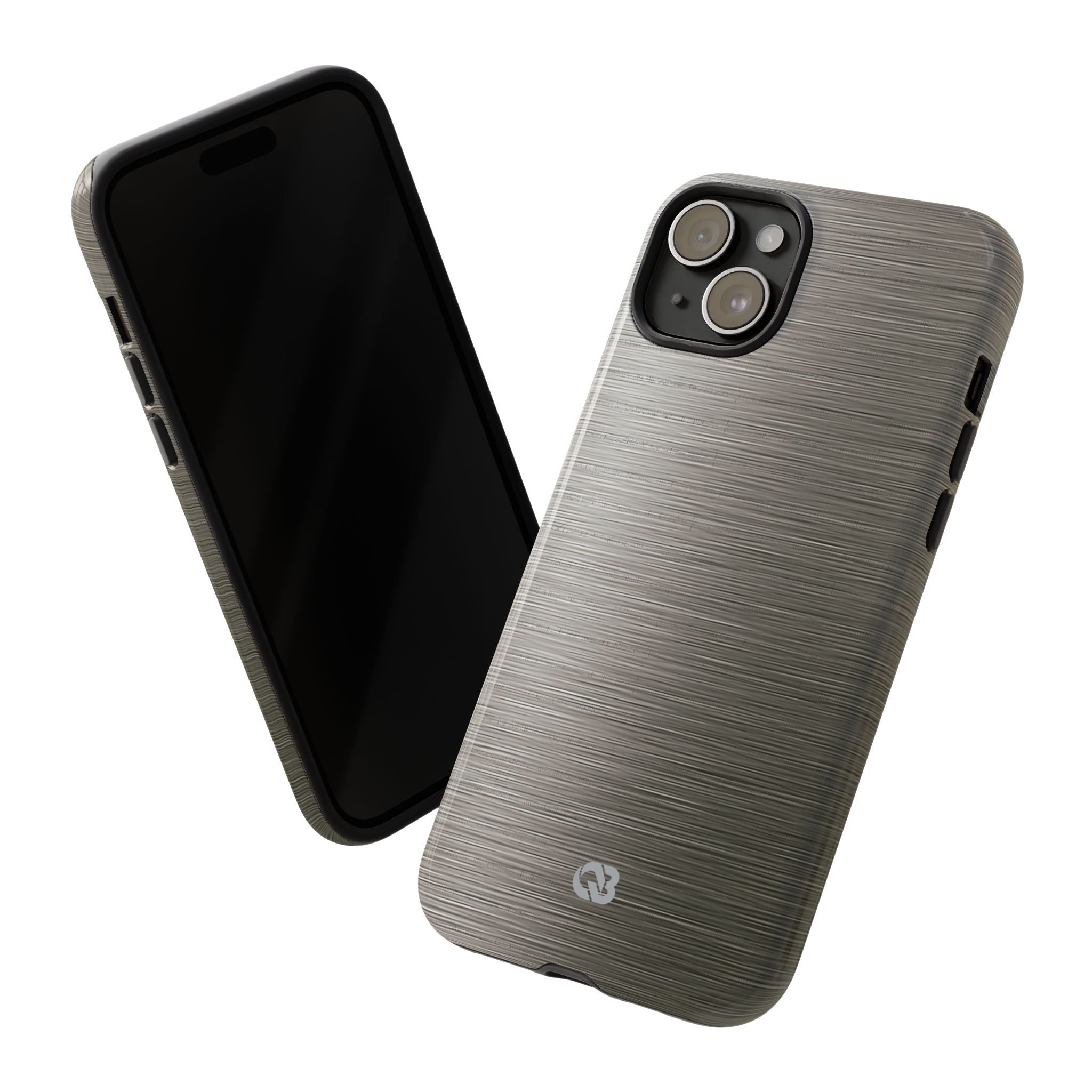 Grey Tough Phone Case for iPhone - Brushed Industrial Steel