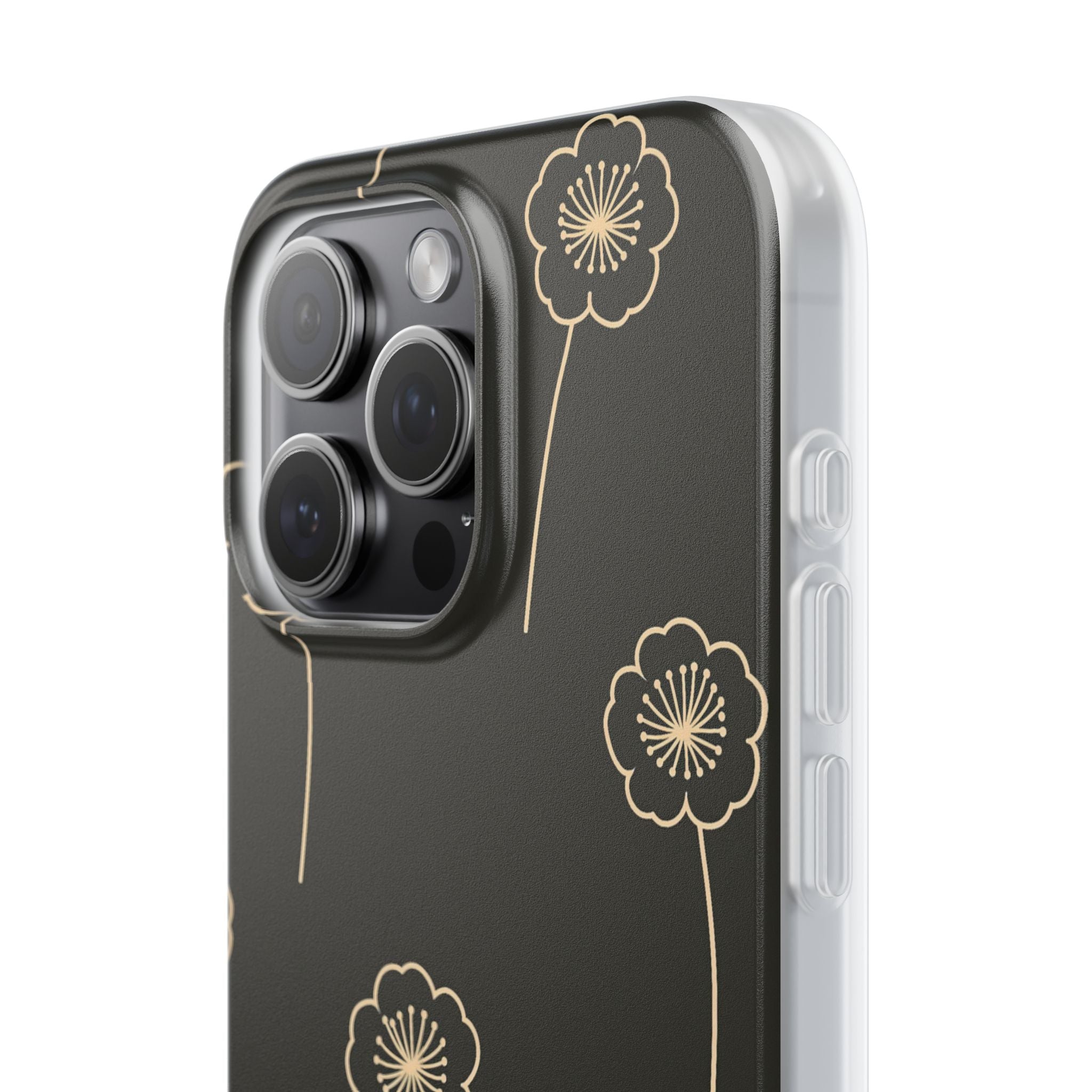 Black Lite Phone Case for iPhone - Obsidian Sand Petals