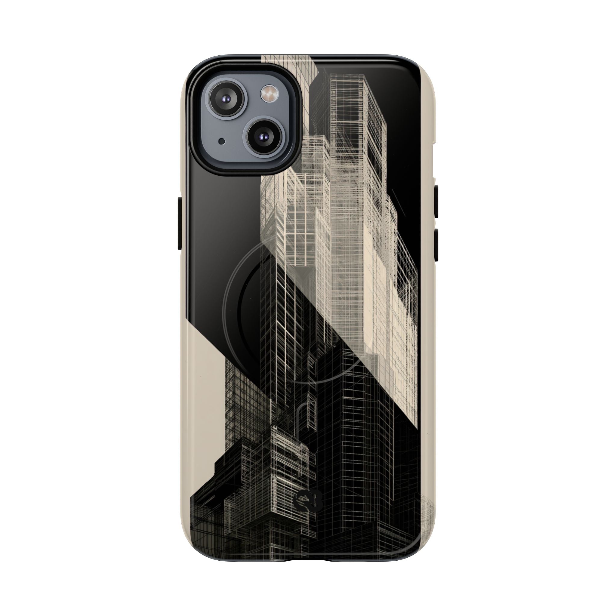 Beige Tough 2.0 Magsafe Phone Case for iPhone - Monolith Urban Grid