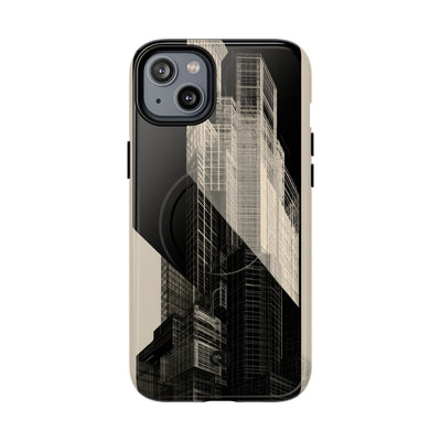 Beige Tough 2.0 Magsafe Phone Case for iPhone - Monolith Urban Grid