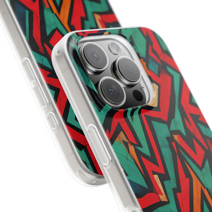 Crimson Zigzag iPhone 16 Pro Case - Soft