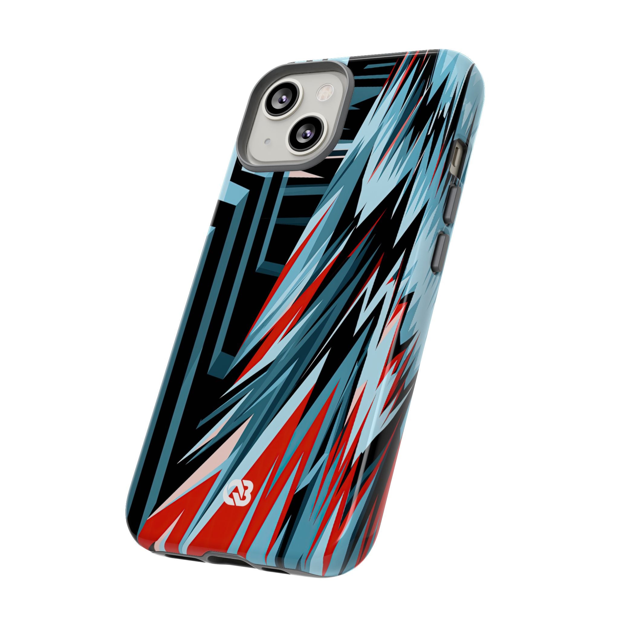 Blue Tough Phone Case for iPhone - Glitch Peak Cyan
