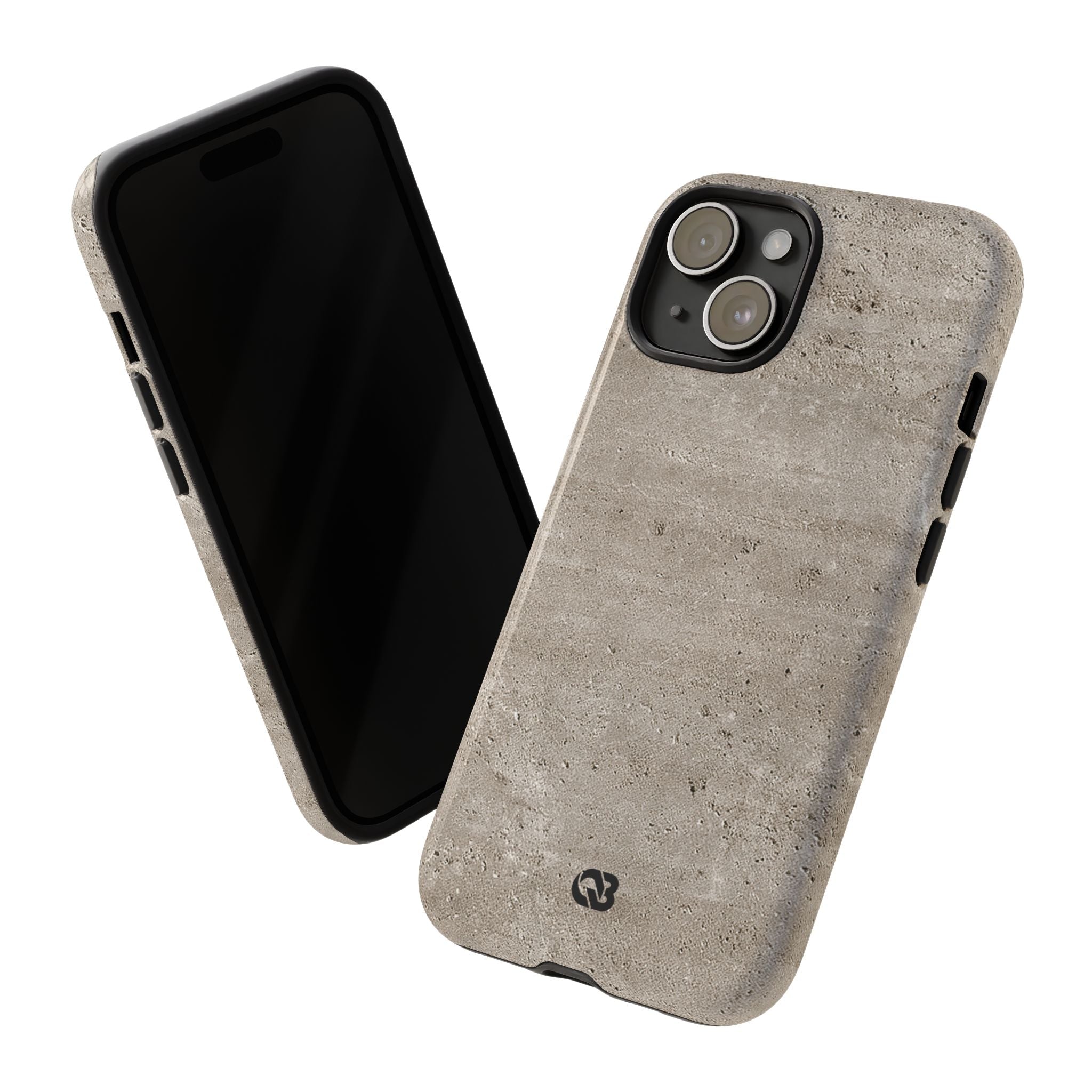 Grey Tough Phone Case for iPhone - Brutalist Stone Grit