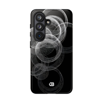 Black Tough Phone Case for Samsung - Kinetic Wireframe Orbit