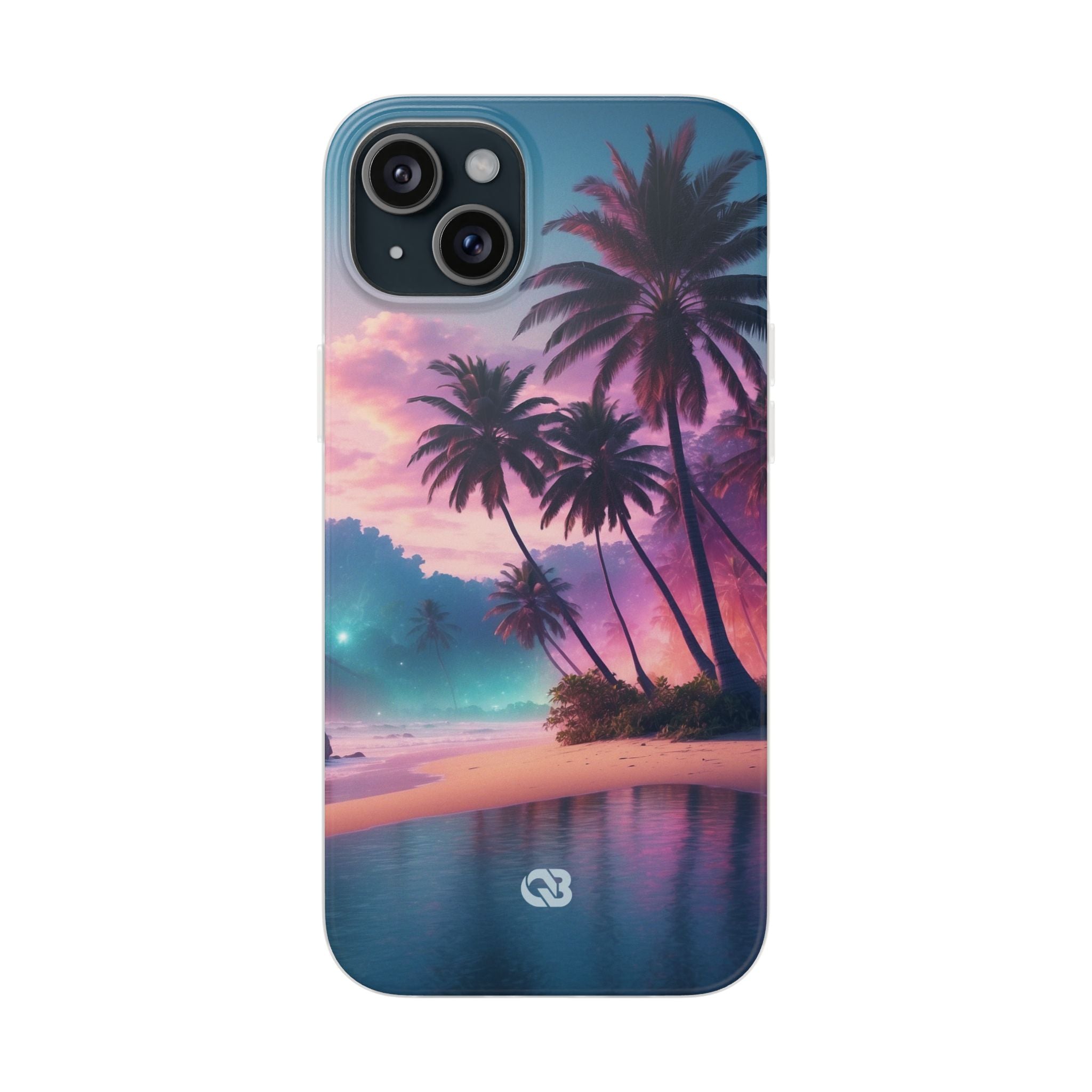 Neon Shore Palms · Soft Phone Case for iPhone