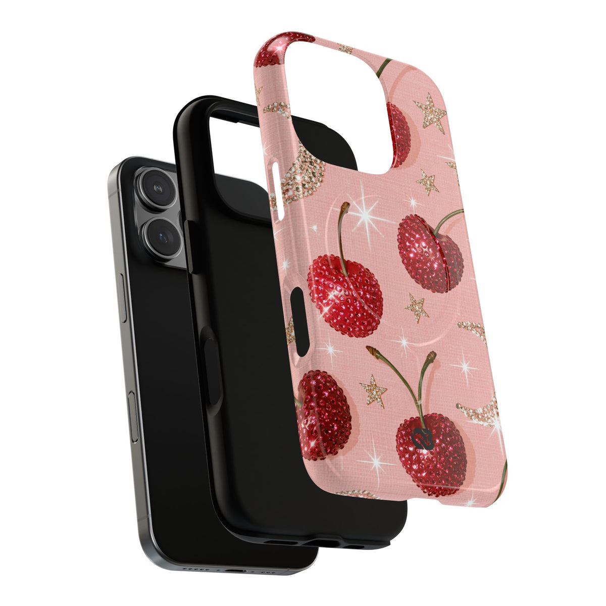 Bedazzled Ruby Cherries · Tough 2.0 Magnetic Phone Case for iPhone · Pink