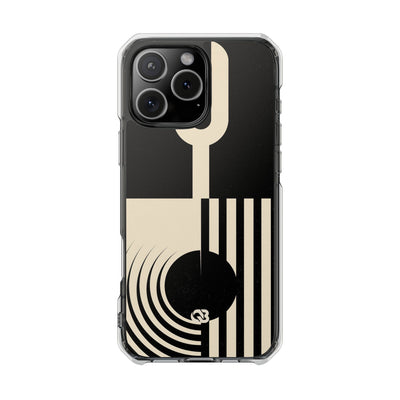 Black Impact MagSafe Phone Case for iPhone - Ivory Signal Grid