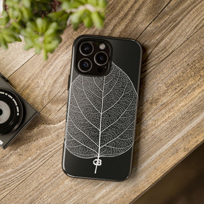 Black Tough Phone Case for iPhone - Bleached Leaf Lattice