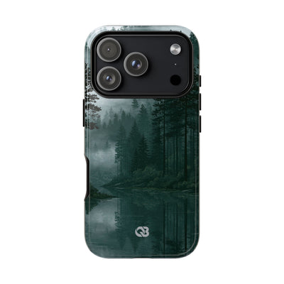 Green Tough Phone Case for iPhone - Misty Evergreen Mirror