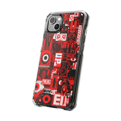 Neo Mecha Collage · Clear Impact Magnetic Phone Case for iPhone · Red