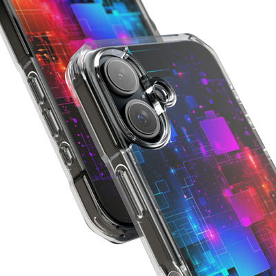 Spectral Circuit Grid · Clear Impact Magnetic Phone Case for iPhone · Black