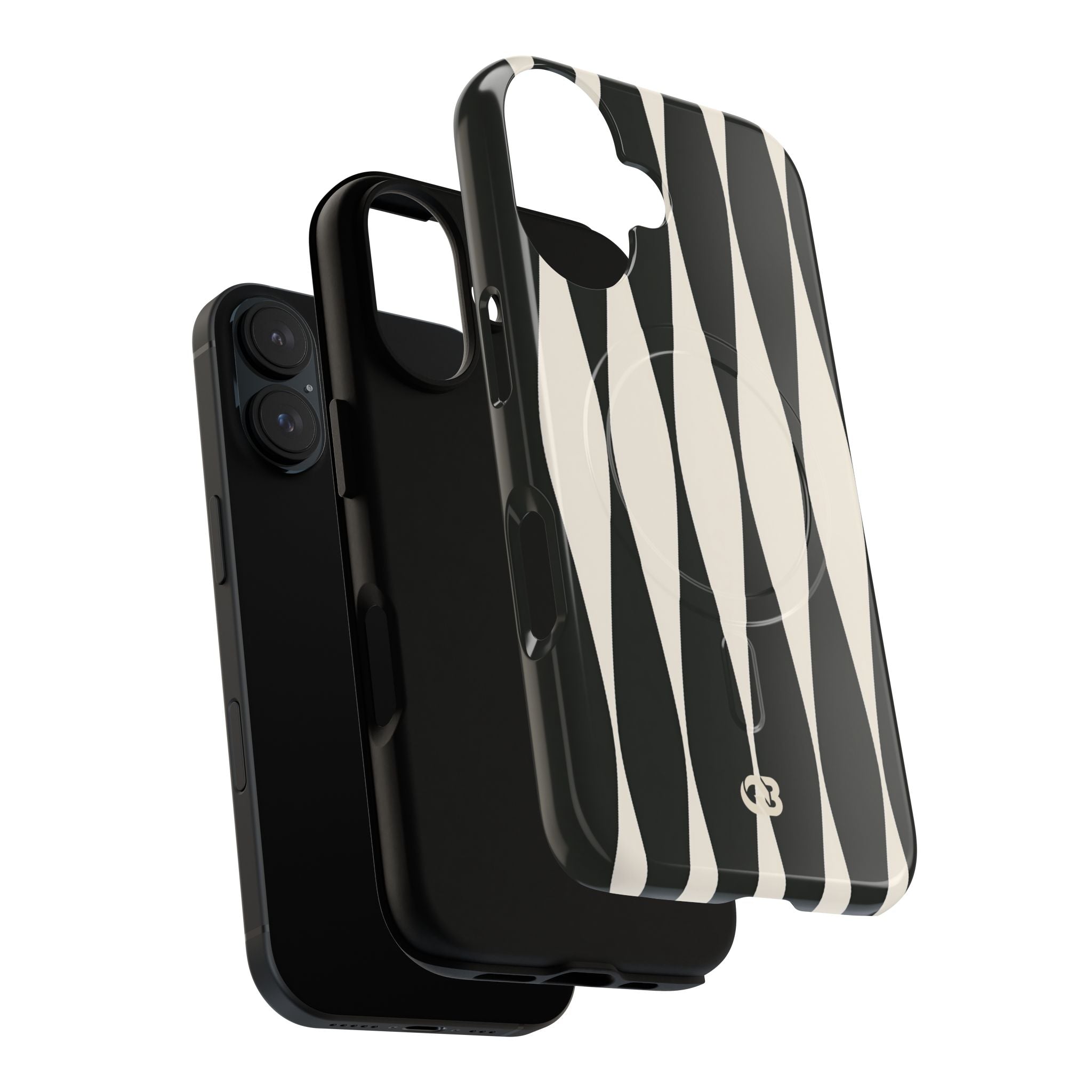 Black Tough 2.0 Magsafe Phone Case for iPhone - Ivory Spindle Grid