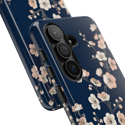 Blue Tough Phone Case for Samsung - Midnight Peach Sakura