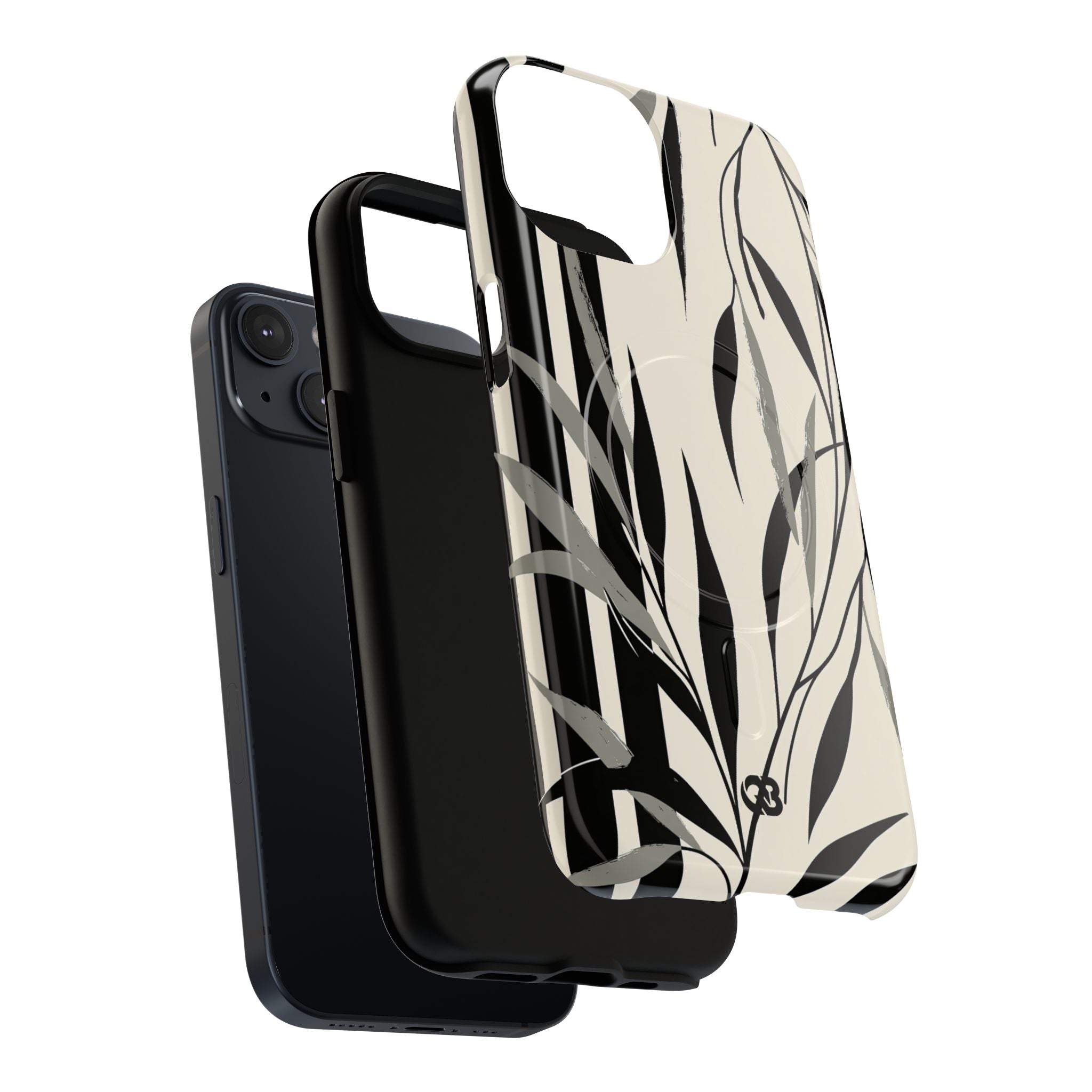Beige Tough 2.0 Magsafe Phone Case for iPhone - Soot Leaf Sketch