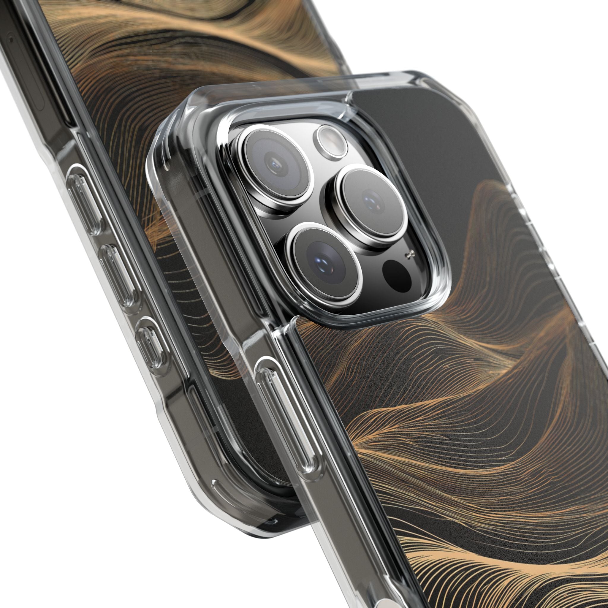 Black Impact MagSafe Phone Case for iPhone - Copper Topo Ridge