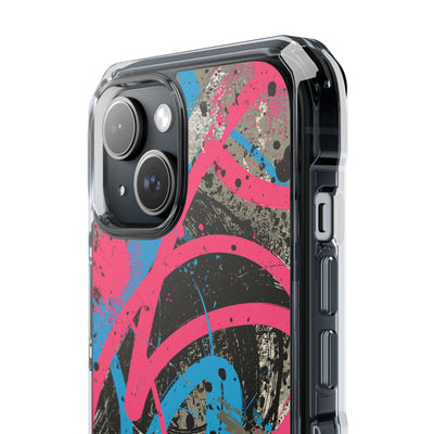 Cyber Splatter Flow · Clear Impact Magnetic Phone Case for iPhone · Pink