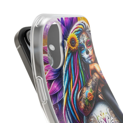 Sunflower Skull Glow iPhone 16 Case - Soft