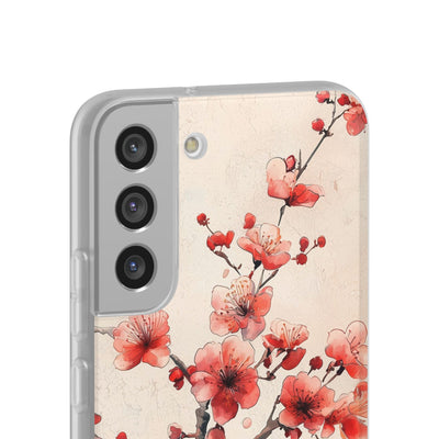 Crimson Silk Flora · Soft Phone Case for Samsung
