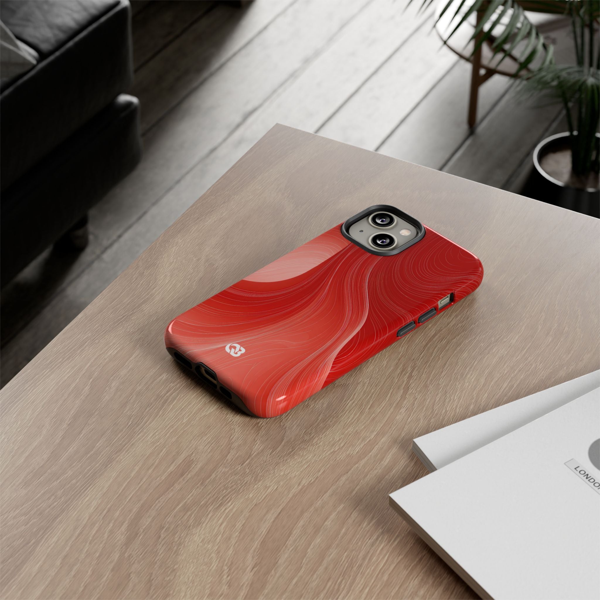 Red Tough Phone Case for iPhone - Crimson Silk Strands