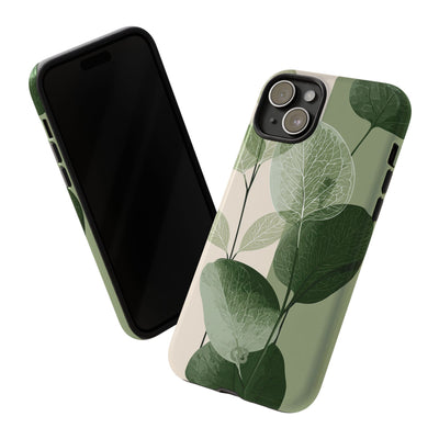 Green Tough Phone Case for iPhone - Sage Leaf Skeletals