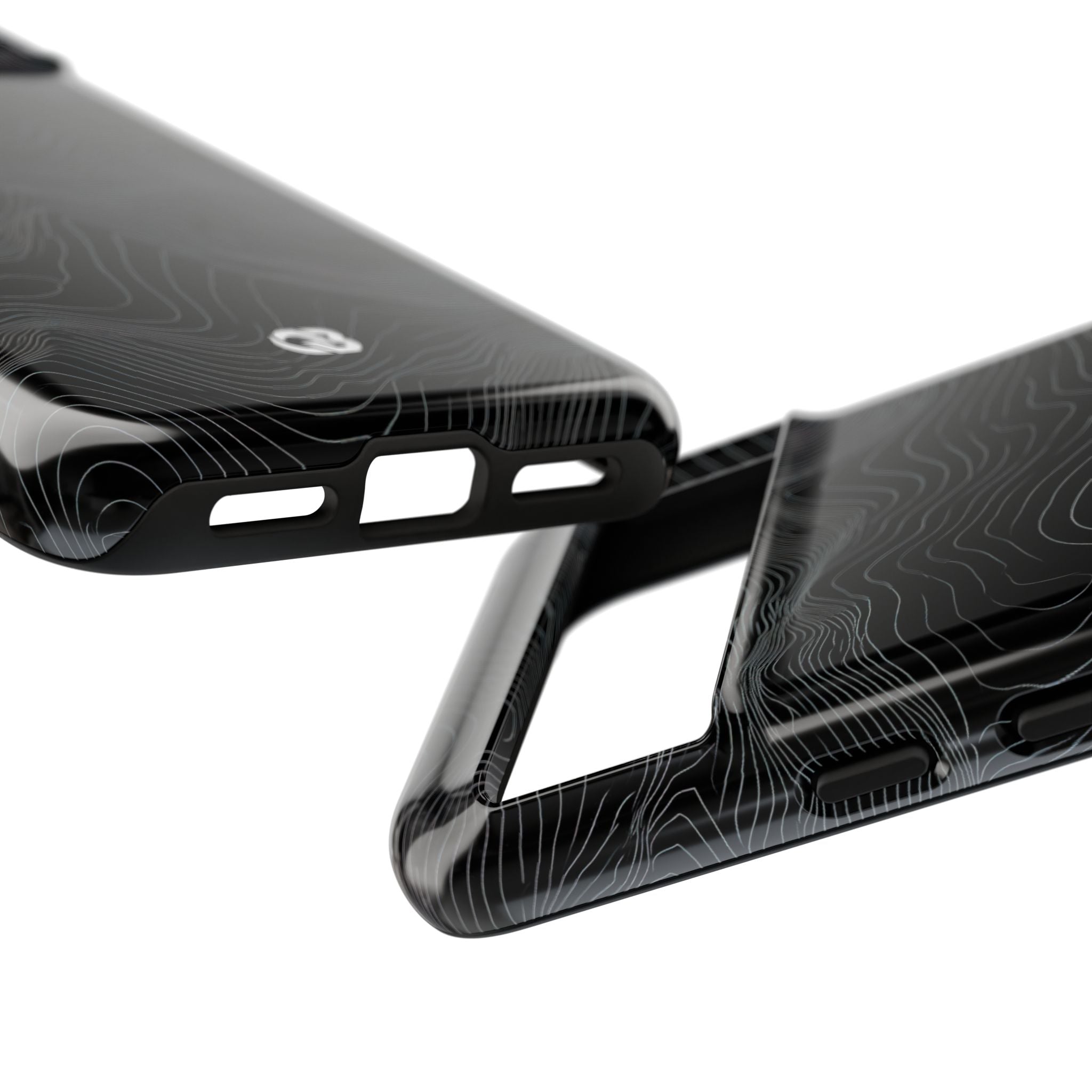 Black Tough Phone Case for Google Pixel - Obsidian Topo Wireframe